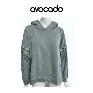 Avocado Eyelet Pullover Hoodie in Mint Gray
